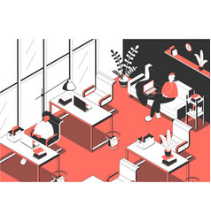 Isometric Office Indoor Composition