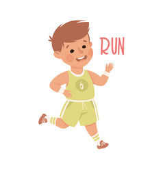 Little Boy Running Marathon Demonstrating