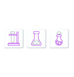 Set Line Test Tube And Flask Chemical On Stand