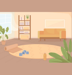 Sports Equipment In Living Room Flat Color