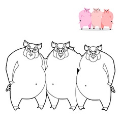 3 Pig Coloring Book Three Little Pigs In Linear