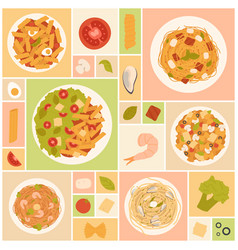 Pasta Salads Set Healthy Portions Of Different