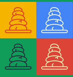 Pop Art Line Stack Hot Stones Icon Isolated On