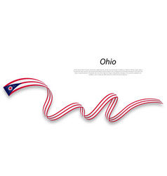 Waving Ribbon Or Stripe With Flag Of Ohio