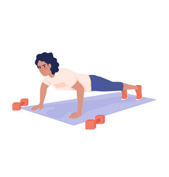 Woman Doing Push Ups Semi Flat Color Character