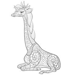 Adult coloring bookpage a cute head girrafe Vector Image