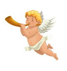 Cupid Angel Or Amur Character Blowing Horn