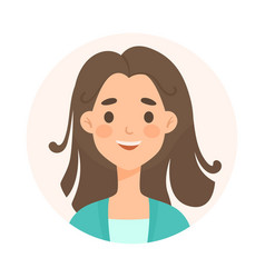 Happy Woman With Long Dark Hair Avatar Cartoon