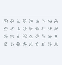 People Community Thin Line Icons Set Human