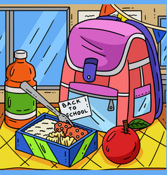 First Day Of School Bag And Lunch Box Colored