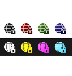 Set Global Lockdown - Locked Globe Icon Isolated