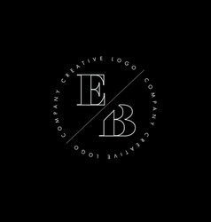 White Outline Eb E B Letter Logo With Cut