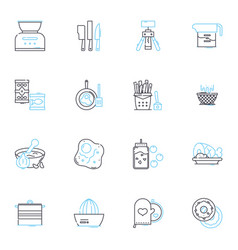 Family Cooking Linear Icons Set Home-cooked