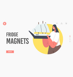 Fridge Magnets Landing Page Template Woman