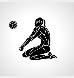 Woman Volleyball Player Silhouette Passing Ball