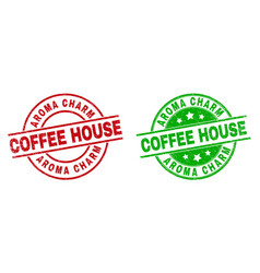 Aroma Charm Coffee House Round Seals With Grunge