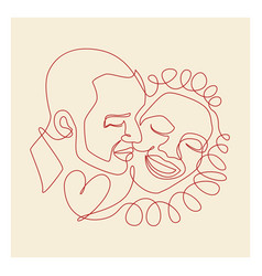 Happy Couple Continuous Line Label