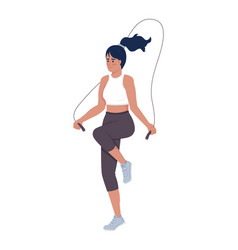 Woman With Jumping Rope Semi Flat Color Character