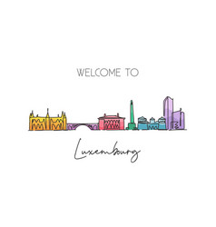 One Continuous Line Drawing Of Luxembourg City