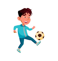 Boy Child Playing And Training Soccer Game