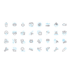 Market Linear Icons Set Competition Customer