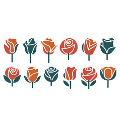 Abstract Rose Flowers Icon Logo Set