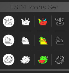 Outdoor Social Gathering Dark Theme Icons Set