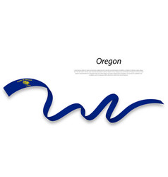 Waving Ribbon Or Stripe With Flag Of Oregon