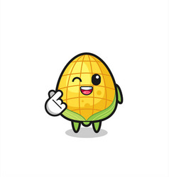 Corn Character Doing Korean Finger Heart