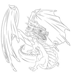 Line Art Of Dragon With Wings