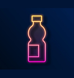 Glowing Neon Line Bottle Of Water Icon Isolated