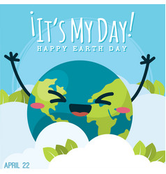 Earth Day Poster Planet Cartoon Kawaii