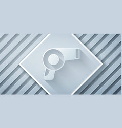 Paper Cut Hair Dryer Icon Isolated On Grey