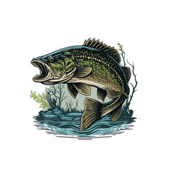 Big Bass Fish Cartoon For T Shirt