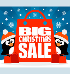 Christmas Big Sale Background With Penguins