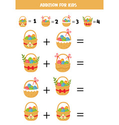 Addition Game With Different Easter Baskets