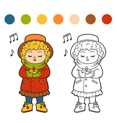 Coloring Book For Children Girl Singing