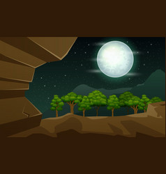 Cartoon Of Cave Entrance At Night