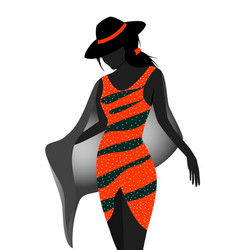 Female Model In Orange Dress