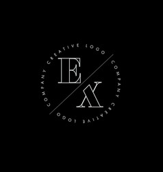 White Outline Ex E X Letter Logo With Cut