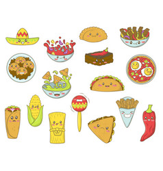 Bundle Of Kawaii Clip Art With Mexican Food