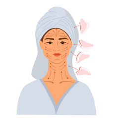 Facial Massage Female Face With Lines For Massage