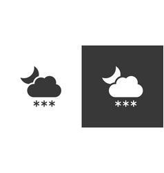 Heavy Snow Cloud And Moon Isolated Icon On Black