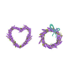 Violet Lavender Twigs Arranged In Circle And Heart