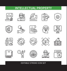 Intellectual Property Editable Stroke Icon Set