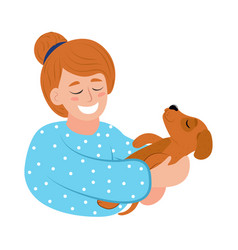 Woman Holding Dog