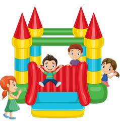 Cartoon Children On A Bouncy Castle