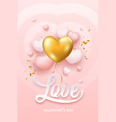 Happy Valentines Day Gold Balloon Heart