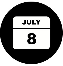 July 8th Date On A Single Day Calendar