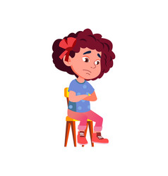 Sad Emotion Girl Child Sitting On Chair